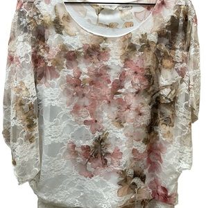 Pastel Blue Pink 3/4 Sleeve Top.. Like New!